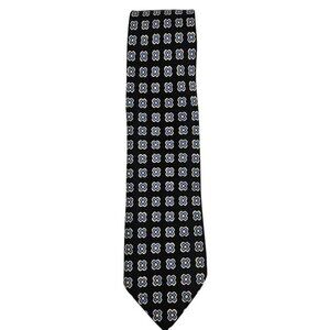 POLO by RALPH LAUREN 100% Silk Tie Necktie BLACK with BLUE & GOLD Geometric 58"
